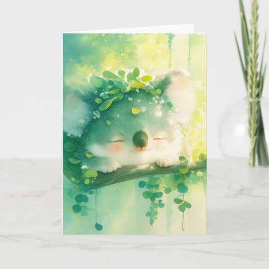 Carte Koala bienheureux dans un paradis feuillu (Devant)