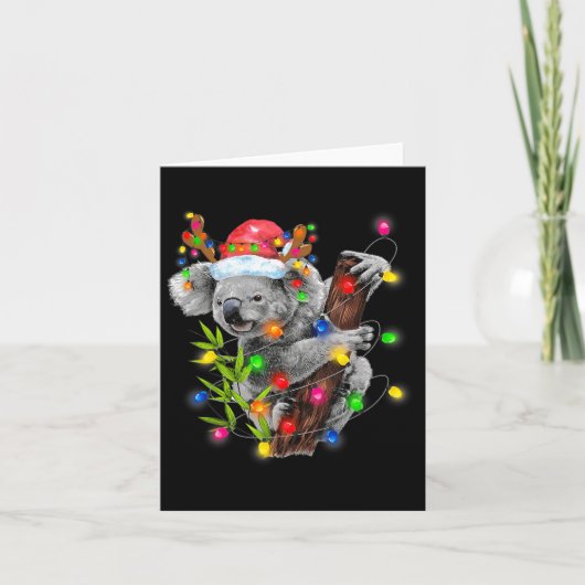 Carte Koala Christmas Lights Funky Santa Hat Joyeux Chri (Devant)