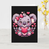 Carte Koala coeurs Saint-Valentin ours  (Fleur jaune)