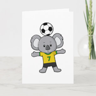Carte Koala comme joueur de football avec balle de footb