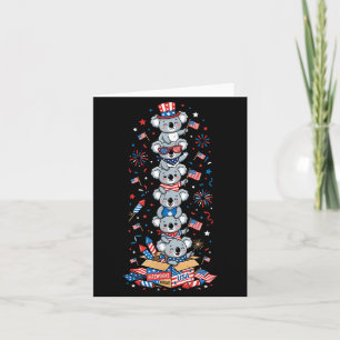 Carte Koala drôle Drapeau américain Usa Jour de la mémoi