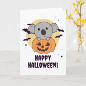 Carte Koala En Citrouille Sweet Koalas Halloween heureux (Fleur jaune)