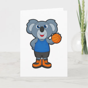 Carte Koala en joueur de basket avec ballon de basket