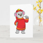 Carte Koala en sapeur-pompier avec casque (Fleur jaune)