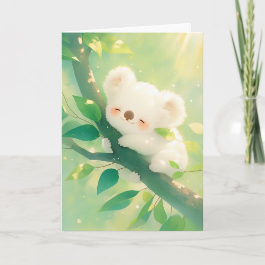 Carte Koala heureux serrant une branche dans ses bras (Devant)