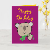 Carte koala, Joyeux anniversaire (Fleur jaune)
