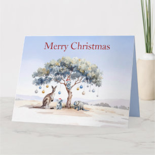 Carte Koala Kangourou Ornithorynque Noël Gommier Boules