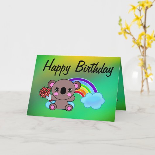 Carte Koala Rainbow (Fleur jaune)