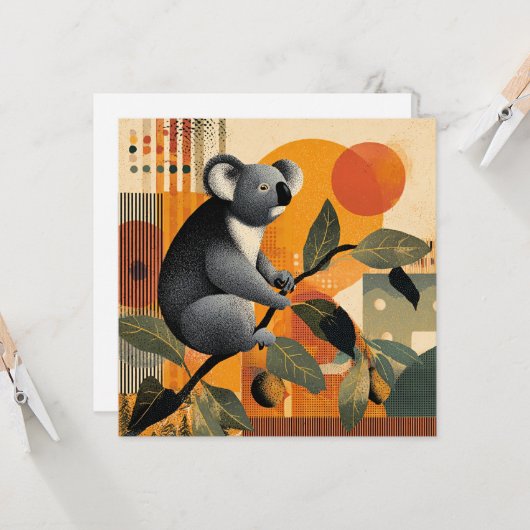 Carte Koala Sitting in a Tree (Devant/Arrière en situation)