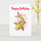 Carte Koi Birthday  (Fleur jaune)