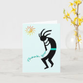 Carte Kokopelli — Joueur de Flûte amérindienne (Fleur jaune)