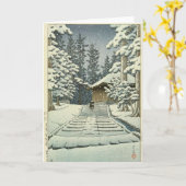 Carte Konjikido en neige, Hiraizumi par Kawase Hasui (Fleur jaune)