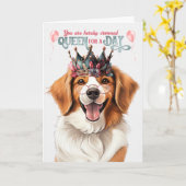 Carte Kooikerhondje Queen pour une journée d'anniversair (Fleur jaune)