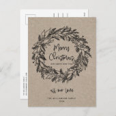 Carte Kraft Couronne de Noël Rustique Fêtes (Devant / Derrière)