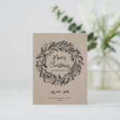 Carte Kraft de Couronne de Fêtes Rustique Joyeux N (Debout devant)