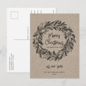 Carte Kraft de Couronne de Fêtes Rustique Joyeux N (Devant / Derrière)