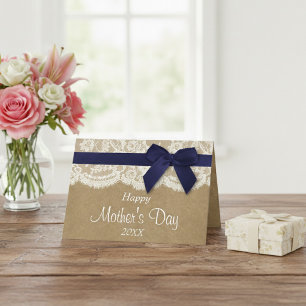 Carte Kraft, dentelle et nœud marin Joyeuse fête des mèr