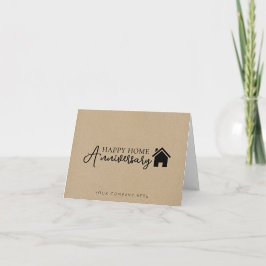Carte Kraft House Script Home Anniversaire (Devant)