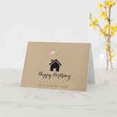 Carte Kraft Paper Immobilier Joyeux Réalisateur d'annive (Fleur jaune)