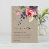 CARTE KRAFT RED ROSES PEONY EUCALYPTUS MARIAGE FLORAL (Debout devant)