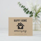 Carte Kraft Script Joyeux Anniversaire de Maison (Debout devant)
