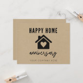 Carte Kraft Script Joyeux Anniversaire de Maison (Devant/Arrière en situation)