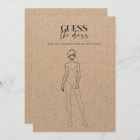 Carte Kraft Wedding shower de papier devine le jeu de la (Devant / Derrière)