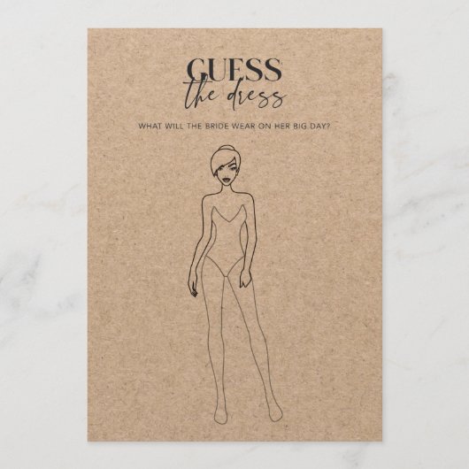 Carte Kraft Wedding shower de papier devine le jeu de la (Devant)