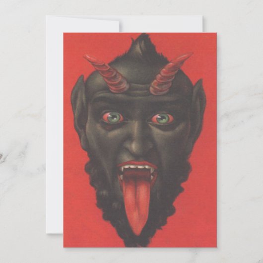 Carte Krampus avec la langue sortie (Devant)