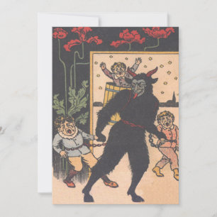 Carte Krampus emmenant les mauvais enfants