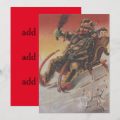 Carte Krampus enlève les enfants en traîneau (Devant / Derrière)