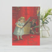 Carte Krampus Jouant Avec Une Fille (Debout devant)