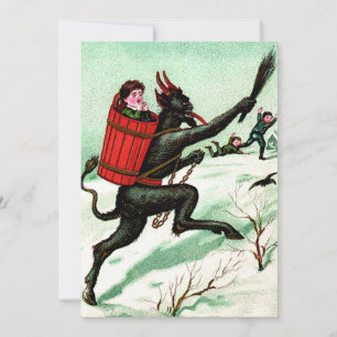 Carte Krampus pourchasser les mauvais enfants Neige hive