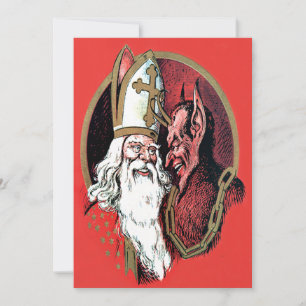 Carte Krampus Saint Nicolas rouge