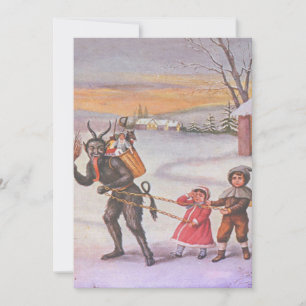 Carte Krampus volant des enfants et des jouets