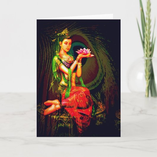 Carte Kuan Yin et la plume de paon (Devant)
