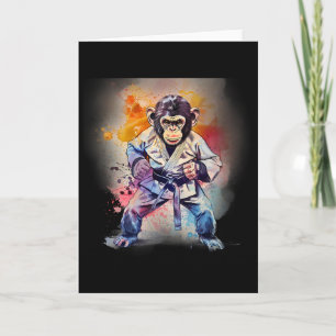 Carte Kung Fu singe aquarelle kickboxing Mma singe Lo