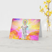 Carte Kwan Yin la déesse de la compassion avec le rose (Fleur jaune)