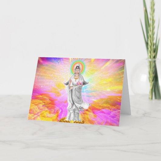 Carte Kwan Yin la déesse de la compassion avec le rose (Devant)