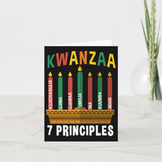 Carte Kwanzaa 7 Principes Chandelles Kinara Panafricains (Devant)