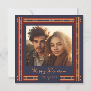 Carte Kwanzaa pour bordure en ruban bleu marine