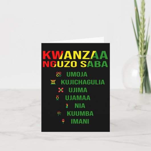 Carte Kwanzaa - Swahili pour les sept principes  (Devant)