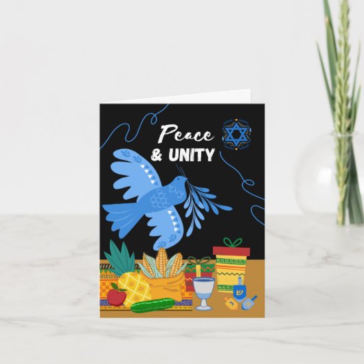 Carte Kwanzukkah Peace Unity Symboles de colombe Cadeaux (Devant)
