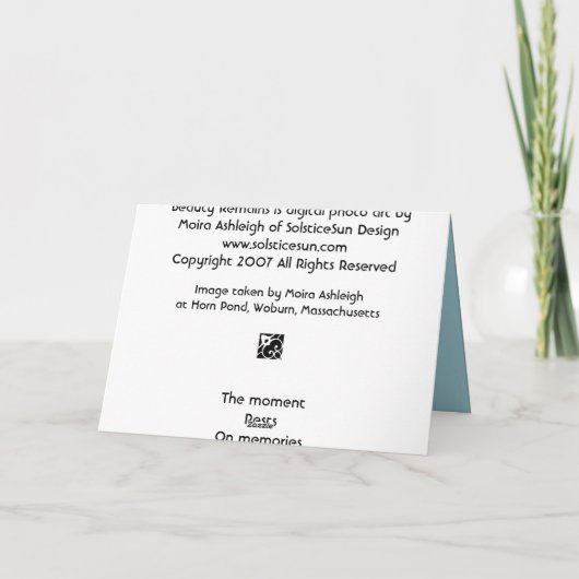 Carte La beauté reste (Dos)