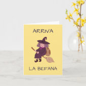 Carte La Befana (Epifanie) Sorcière de Noël italienne (Fleur jaune)