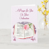 Carte La Bible et la prière rose pour l'ordination (Fleur jaune)