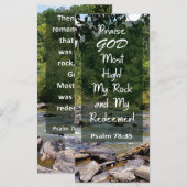 Carte La Bible Verse Mon Rocher Mon Rédempteur Signet (Devant / Derrière)