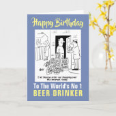 Carte La bière numéro 1 du monde - Joyeux anniversaire (Fleur jaune)