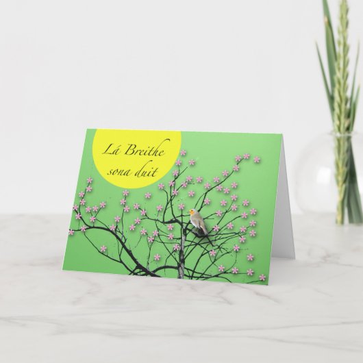 Carte Lá Breithe sona duit Irish Birthday with Robin (Devant)