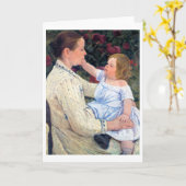 Carte La caresse de l'enfant, Mary Cassatt (Fleur jaune)